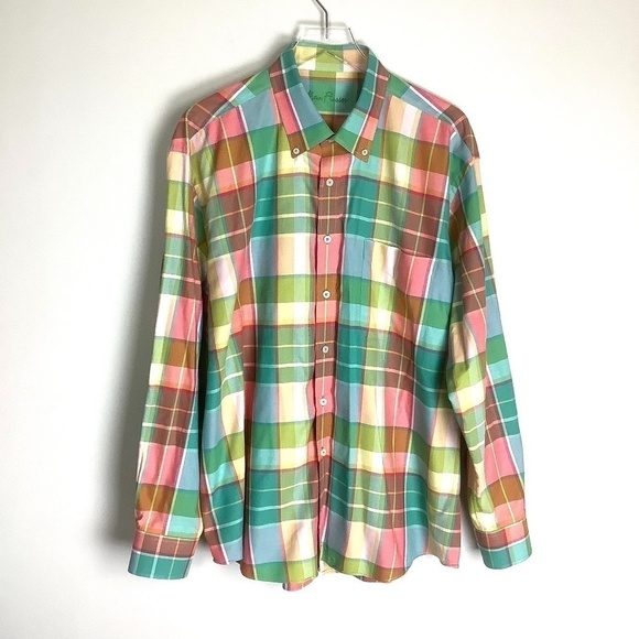 Alan Flusser Plaid Multicolor Button Down Dress Shirt XL - Picture 1 of 14